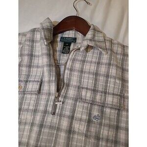 Lauren Ralph Lauren Women Plaid Flannel Pullover 1/4 Zip 100%cotton Sz M BIN 1